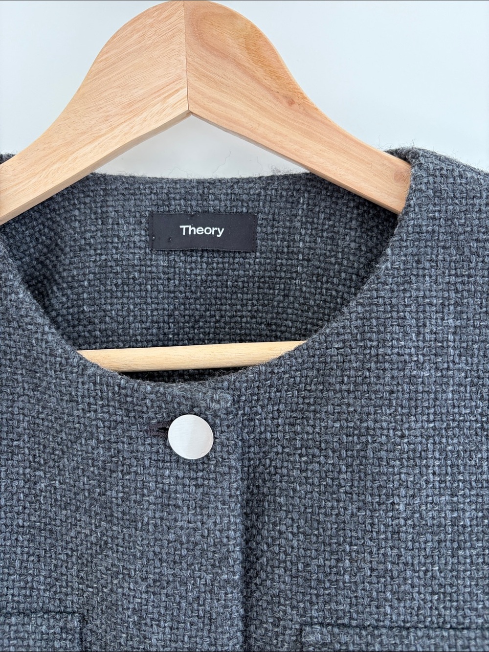 New Theory Charcoal Gray Boxy Wool-Blend Jacket - Picture 2 of 6